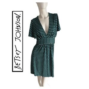 Betsey Johnson Green Patterned Mini Dress